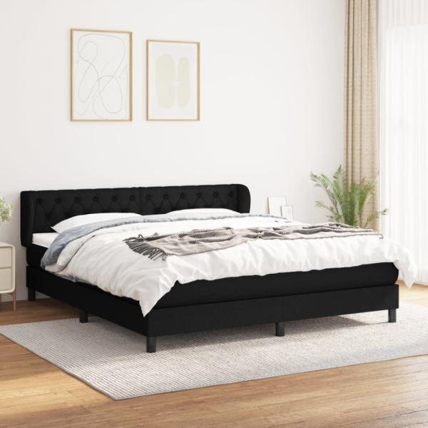 vidaXL Boxspringbett mit Matratze Schwarz 160x200 cm Stoff 3126495