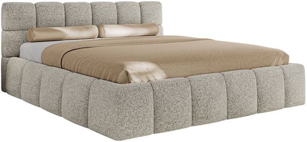 Doppelbett mit Gasdruckfeder, Polsterbett NIRA CLASSIC Holzlattenrost Bett mit Stauraum, gepolstertes Kopfteil Bettkasten - 200 x 200 cm - Hellgrau Strukture Bild 5