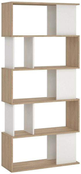 Dmora Bücherregal Arg, Büroregal, Mobiler Buchhalter, Bücherbrett, 80x30 h174 cm, Eiche und Weiß