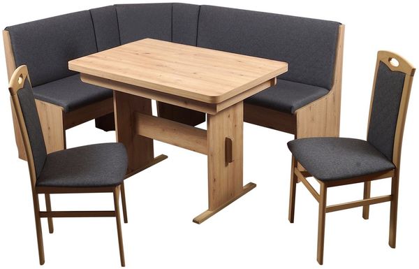 Stolebaenk Eckbankgruppe Bremen MANITI, (Eckbank Set, 1xEckbank, 1xTisch, 2x Stuhl), Beidseitig aufbaubar
