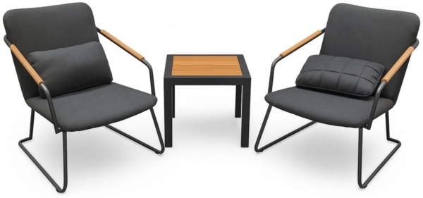 Kettler 3tlg. Set GENTLE Lounge Sessel mit Lounge Tisch Aluminium anthrazit