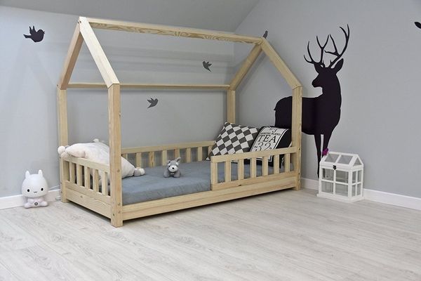 Best for Kids Hausbett Mit Matratze, Ohne Matratze (70x140 80x160 80x180 90x160 90x180 90x190 90x200 140x200), mit Rausfallschutz und Lattenrost, TOP Preis-Leistungs-Verhältnis