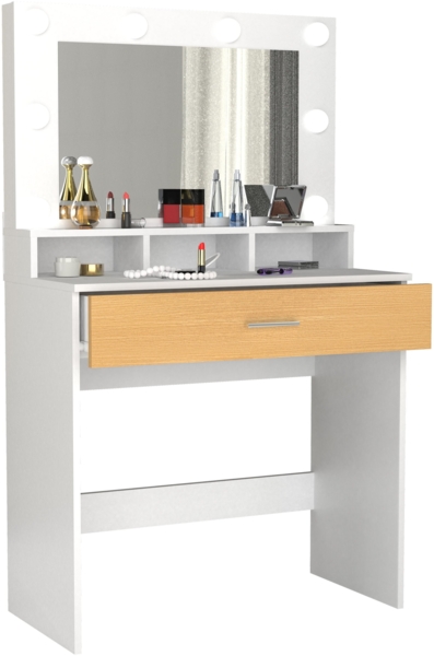 VCM Schminktisch Kosmal 919491 Weiß / Honig-Eiche H. 133 x B. 80 x T. 40 cm