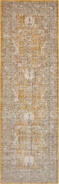 Nouristan Luxor In- & Outdoor Teppich Orient – Orientalischer Flachgewebe Vintage Used Look Waschbar Wetterfest & UV-beständig für Balkon, Terrasse, Garten, Wohnzimmer – Gold, 75x200 cm