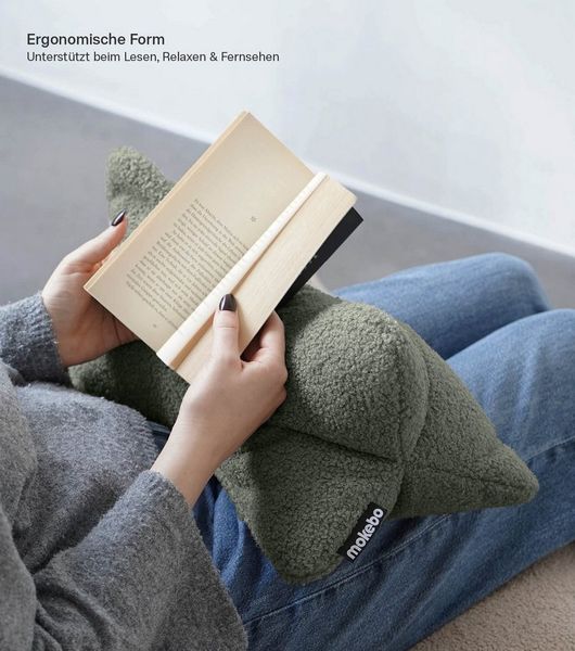 mokebo Nackenrolle Der Leseknochen, aus Bouclé Stoff, Leseknochen oder Nackenkissen aus gemütlichen Bouclé Stoff