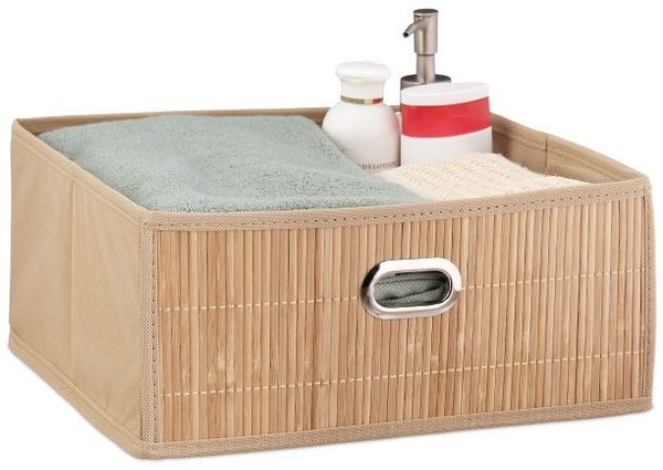 Relaxdays Aufbewahrungskorb Bambus flach