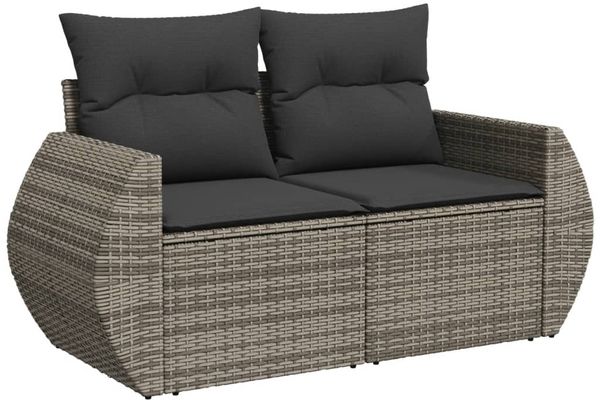 vidaXL 7-tlg. Garten-Sofagarnitur mit Kissen Grau Poly Rattan 3327231 Bild 3