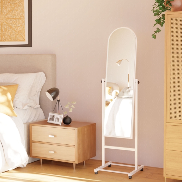 CLP Standspiegel Evoir mit Laufrollen neigbar und 360 Grad drehbar,weiß Bild 3