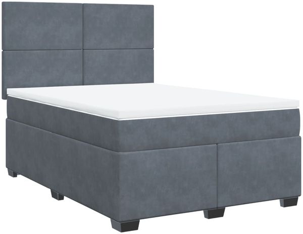 vidaXL Boxspringbett mit Matratze Dunkelgrau 160x200 cm Samt 3293249 Bild 3