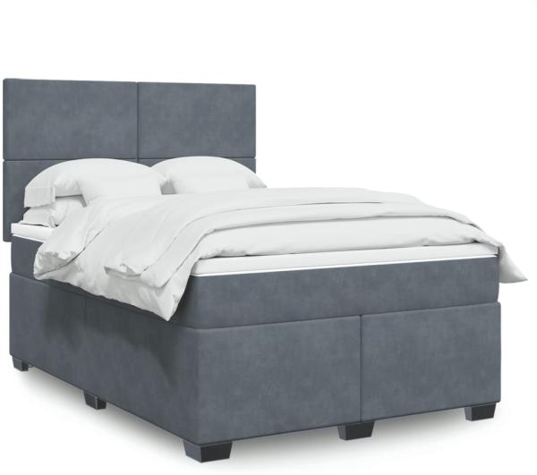 vidaXL Boxspringbett mit Matratze Dunkelgrau 160x200 cm Samt 3293249