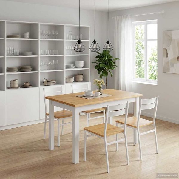 VidaXL Esstisch EKAI Weiß 112 x 70 x 76,5 cm Massives Kiefernholz 42037008
