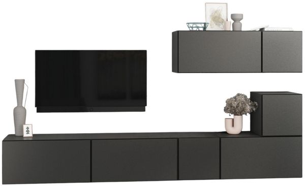 moebel-dich-auf Wohnwand VARIANTO 2, (7- teilig, besteht aus 4x Schrank mit Klappe, 3x Schrank mit Tür), MDF Fronten tiefgezogen