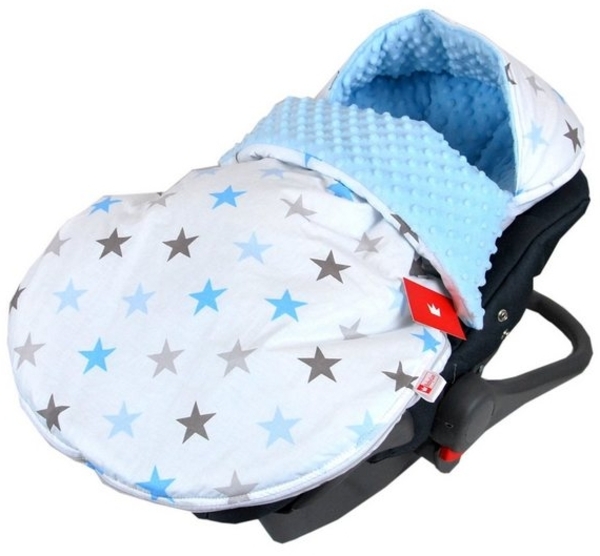 BabyLux Fußsack Sommerfußsack 90cm für Babyschale, Kinderwagen & Buggy Frühling Herbst, 4. Blau + Sterne Bild 2