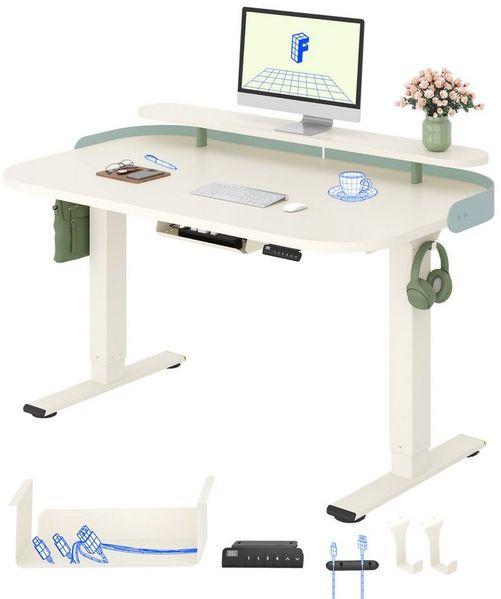 FLEXISPOT Schreibtisch Moderner elektrisch höhenverstellbarer Schreibtisch mit Monitorablage (70–119 cm höhenverstellbar, 6-Tasten Memory-Steuerung, stabiler Stahlrahmen, Tischplatte 120×80 cm), ergonomischer Homeoffice Computertisch