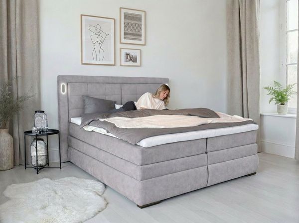 OTTO home Boxspringbett MIVVA inkl. Bettkasten & Topper, Komfortliegehöhe: 67 cm, in H3, H4 oder Hmix H3/H4, wahlweise mit oder ohne LED-Leuchten