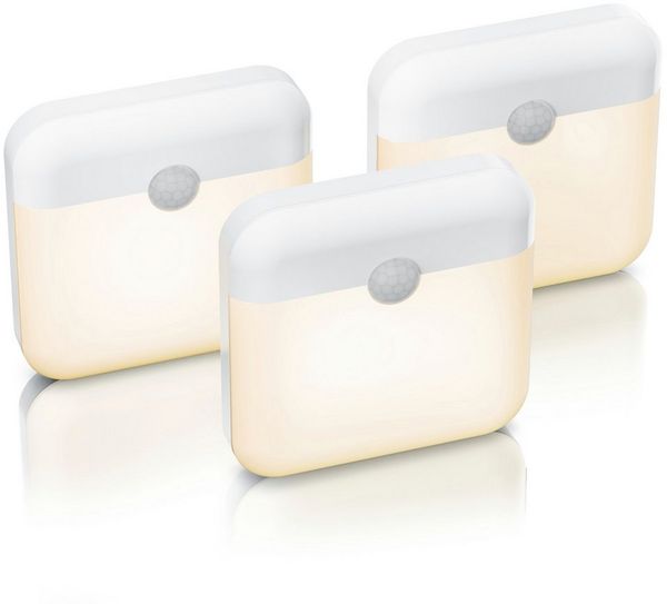 Brandson LED Nachtlicht 3x Schranklicht mit Bewegungsmelder, 2 Lichtfarben, Akku, Sensor, Bewegungsmelder (PIR), Lichtsensor, Dimmfunktion, Dauerlicht (30 Min), Auto-Modus, Auto-Off (15 s), LED fest integriert, Warmweiß, Kaltweiß, 500 mAh, 60 lm, 7,8x7...