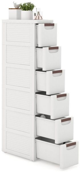 KOMFOTTEU Sideboard, Nischenschrank schmal, Badschrank mit Schubladen & Rollen