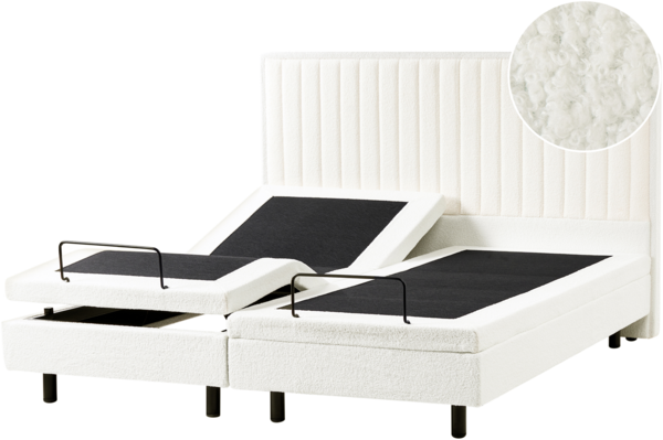 Bett verstellbar Bouclé DUKE II 180 x 200 cm Cremeweiß