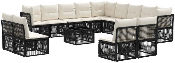 vidaXL Gartensofa-set 14 pcs Schwarz Poly-Rattan 3434419