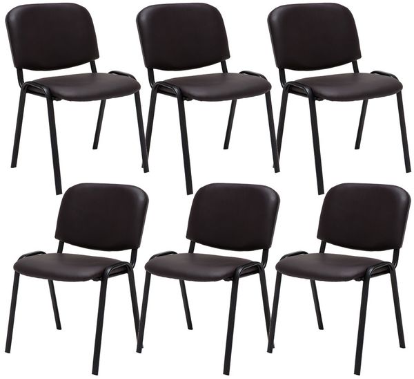 CLP 6er Set Besucherstuhl Ken Kunstleder stapelbar mit einer Sitzhöhe von 44 cm,braun