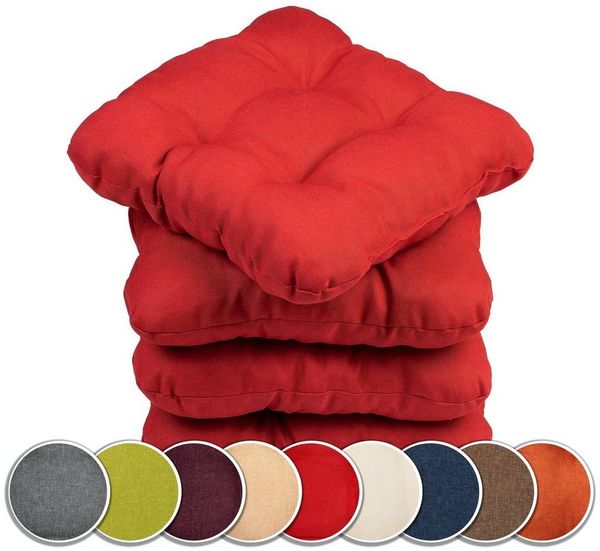 sunnypillow Stuhlkissen 4er Set Stuhlkissen 45x45 cm Bequeme 8cm, Polsterauflage Auflage für Stühle / Bänke