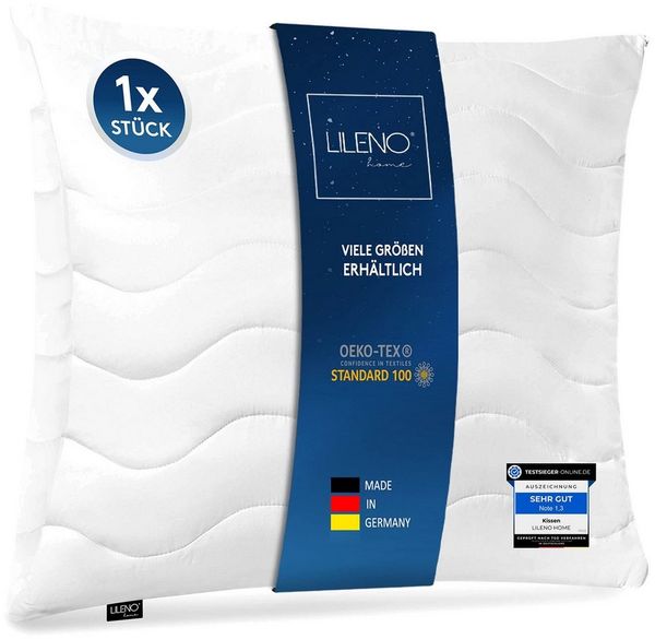 LILENO HOME Kopfkissen - gestepptes Kissen in verschiedenen Größen - Made in Germany, Füllung: 100% Polyester, Rückenschläfer, Seitenschläfer, Bauchschläfer, Spar-Set, 1er Set, Kopfkissen 80x80 cm MEDIUM mit 850g Füllung, allergikergeeignet