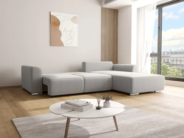 Vente-unique - MELTANA Sofa Stoff Grau - B 195 cm x H 84 cm x L 293 cm
