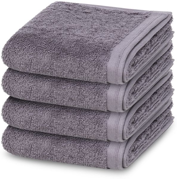 Vossen Vegan Life 4 tlg. Frottier-Set - 4 X Gästetuch (40 X 60cm) - 580 g/m2 - Dunkelgrau