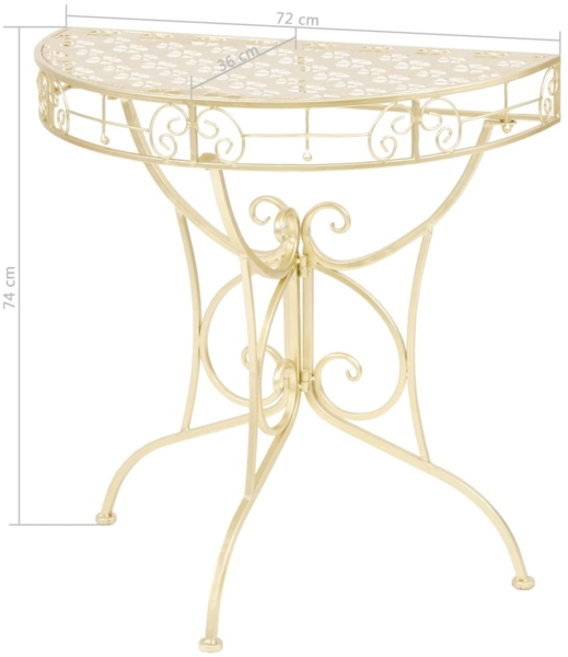 vidaXL Beistelltisch Vintage-Stil Halbrund Metall 72 x 36 x 74 cm Gold 245930 Bild 5