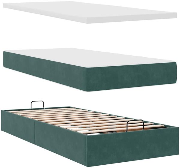 vidaXL Ottoman-Bett mit Matratze Dunkelgrün 90x200 cm Samt 3311678 Bild 8