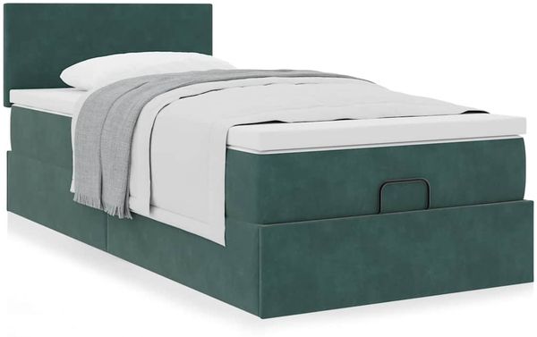 vidaXL Ottoman-Bett mit Matratze Dunkelgrün 90x200 cm Samt 3311678 Bild 4