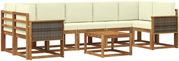 vidaXL Outdoor-Sofagarnitur mit Kissen 6 pcs Natur und Creme 3385066 Bild 2