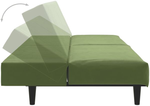 vidaXL Schlafsofa 2-Sitzer Hellgrün Samt 375929 Bild 7