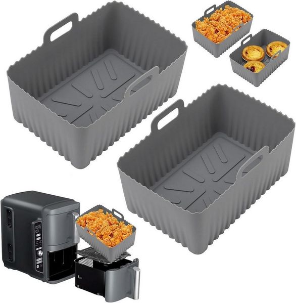 Venkuber Silikonform 2er Pack Airfryer-Silikon-Einsätze, Upgrade große Kapazität, (2-tlg), Antihaft und hochtemperaturbeständig