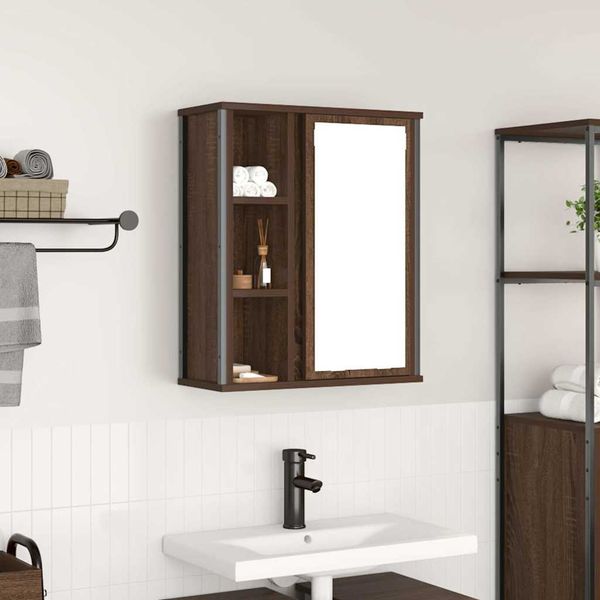 vidaXL Bad-Wandschrank mit Spiegel Braun Eichen-Optik 50x21x60 cm 861906
