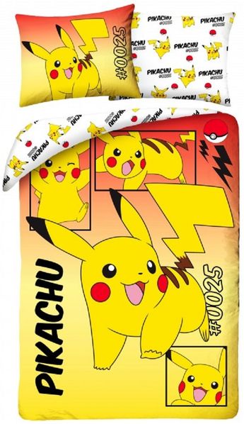 Pokémon Bettwäsche Set aus Baumwolle Bettdeckenbezug 140 × 200 cm mit 70 × 90 cm Kissenbezug