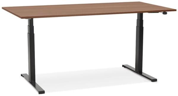 Kadima Design Schreibtisch elektrisch höhenverstellbar 65-133 cm | 140x70 cm | Homeoffice braun-schwarz | Computertisch Melaminholz