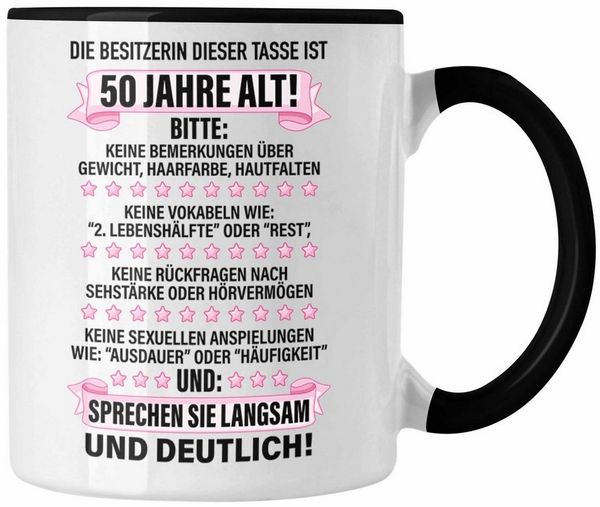 Trendation Tasse Trendation - 50. Geburtstag Frauen Tasse Geschenk Geschenkidee 50er Geburtstag Spruch Perfektion Mama Mutter Lustiger Spruch Witzig