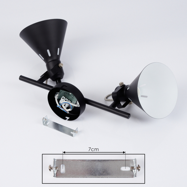 »Pratomagno« moderne Deckenlampe aus Metall in Schwarz/Weiß m. verstellbaren Strahlern, Leuchte im Retro/Vintage-Design mit Lichteffekt, 2-flammig, 2 x E14 max. 40 Watt, LED geeignet Bild 2