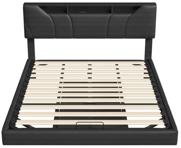 Furnishings Home Polsterbett Stauraumbett Doppelbett (Multifunktionsbett, USB & TYPE-C, Hydraulisch), Mit LED-Beleuchtung, Ladefunktion, Kunstleder, 160x200 cm Bild 4