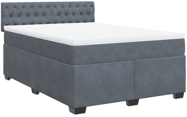 vidaXL Boxspringbett mit Matratze Dunkelgrau 140x200 cm Samt 3286337