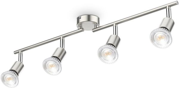 B.K.Licht Deckenleuchte LED Deckenlampe 4x 5W IP20 4.000K - BKL1407, LED wechselbar, Neutralweiß, 4-flammig GU10 4x 400lm dreh- schwenkbar Matt-Nickel