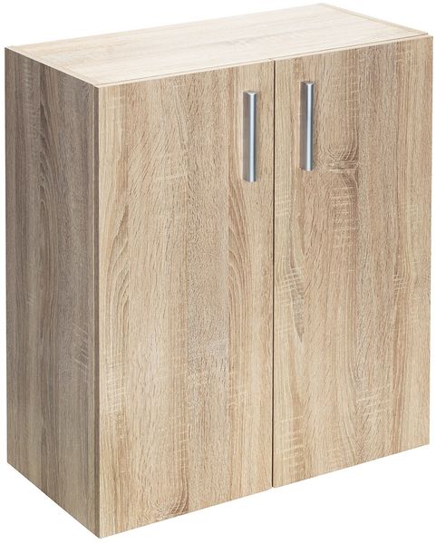 CASARIA® Bücherregal mit Türen Holz Eiche 2 Fächer 77x60x30cm Kommode Sideboard Mehrzweckschrank