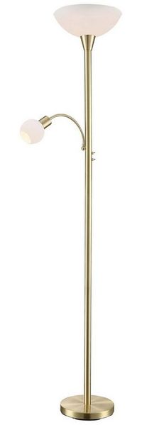 Lindby Stehlampe Elaina, Metall, Gold / Messing IP20, 1 x 15 W LED E27 + 1 x 8 W LED E14