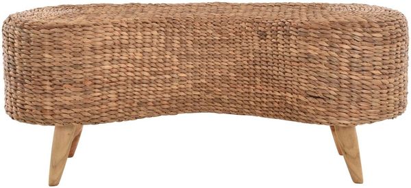 Krines Home Sitzbank Schmale Sitzbank für Flur und Diele Bänkchen Wasserhyazinthe Bank, Holz Natur