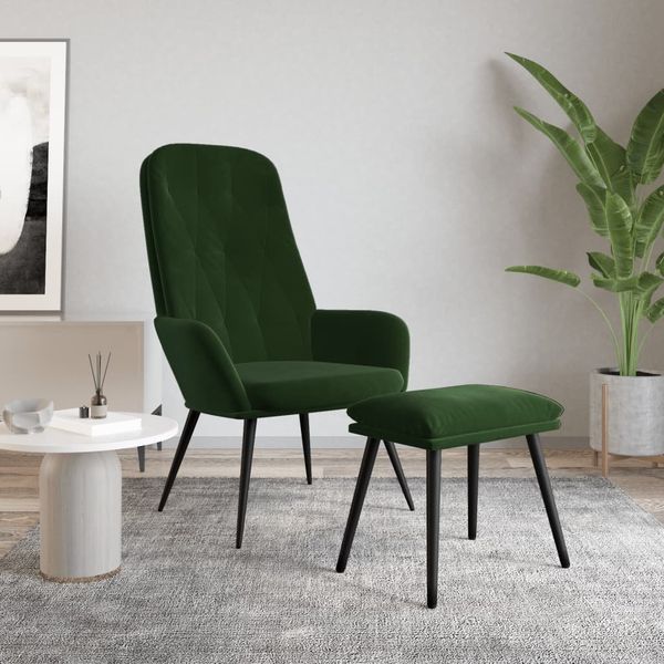vidaXL Relaxsessel mit Hocker Dunkelgrün Samt 3097621