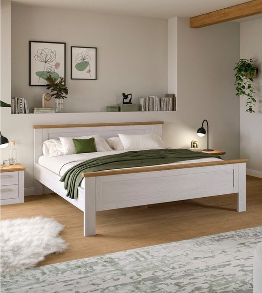 Home affaire Bettgestell COSENZA, Breite 189cm, im Landhausstil (für Matratzen 180x200 cm, ohne Lattenrost), Bett, Kastenbett, Schlafzimmer, Schlafen