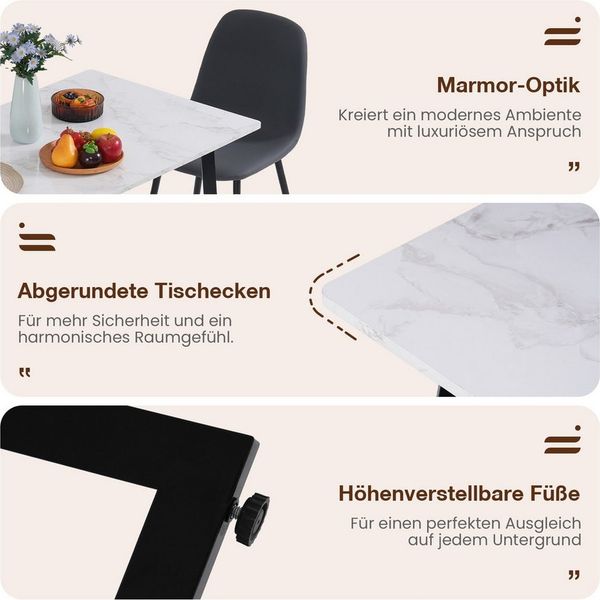 JOIVI Essgruppe 5-Teiliges Esstisch Set mit 4 Stühle, (Esszimmer Set mit Esstisch und 4 Essstühle, Essgruppe für Esszimmer, Küche, Wohnzimmer), 2 Packet