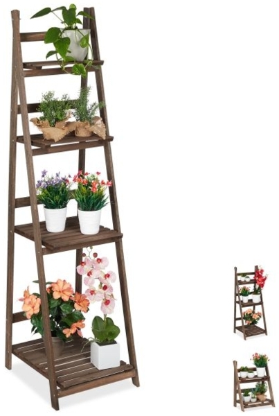 Blumentreppe Holz dunkelbraun