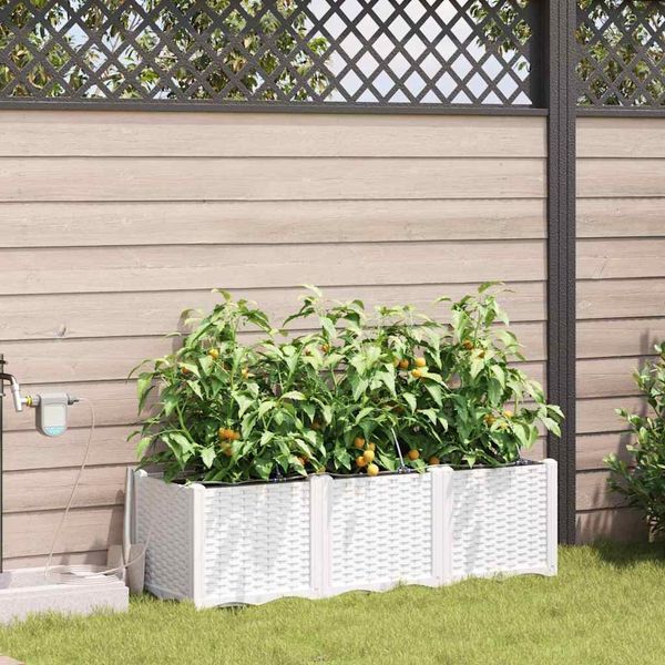 vidaXL Garten-Pflanzgefäß 3 Stk. Weiß 120 x 40 x 37,5 cm PP 42002914